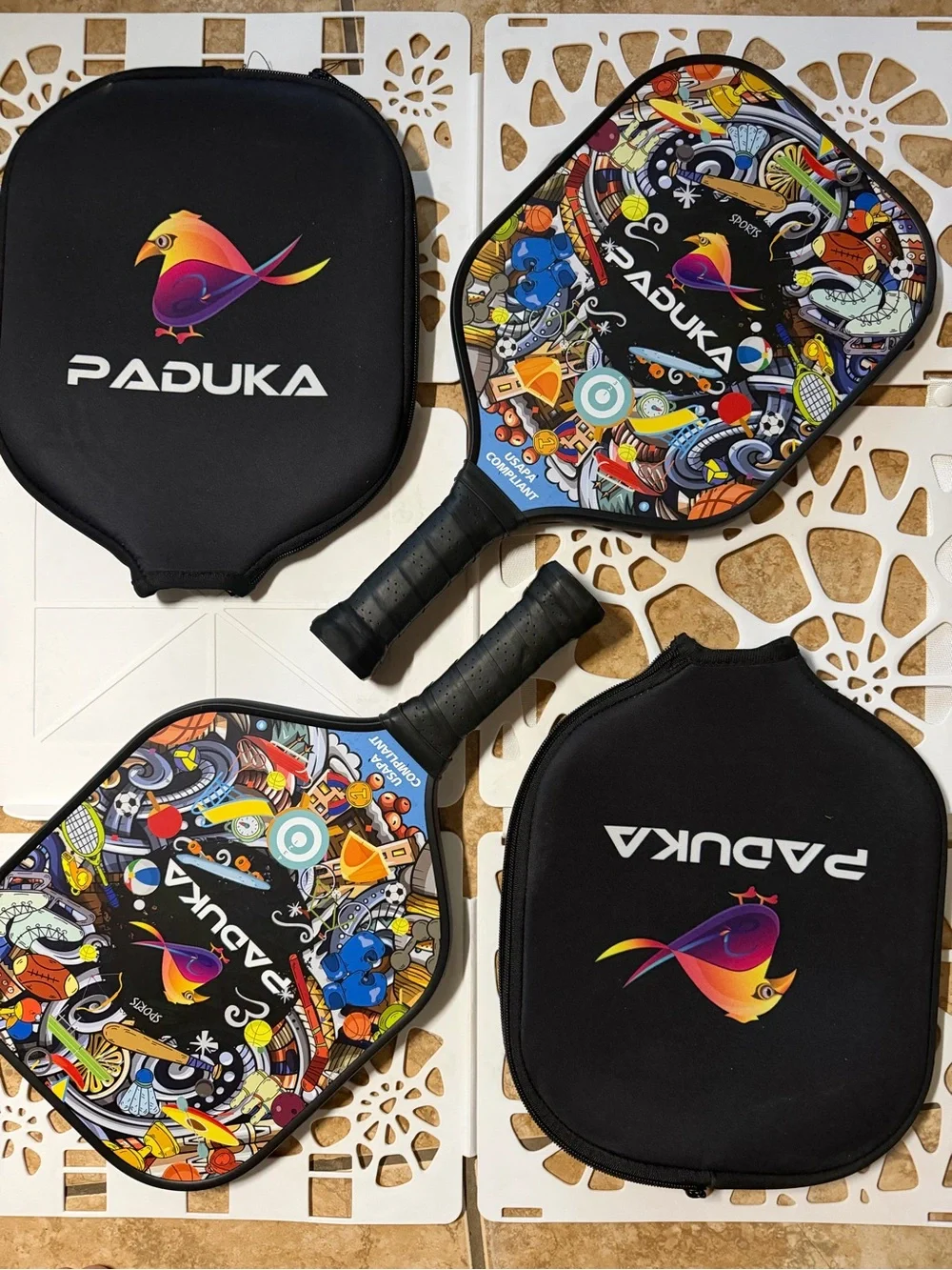 Padilla Black Graphic Pickleball Paddle - Colorful Design